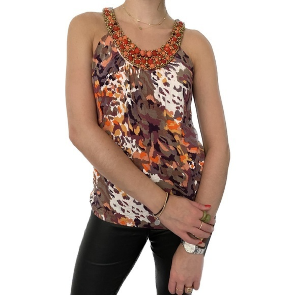 🌶️ vintage bordeaux los angeles embellished tank top 🌶️‎